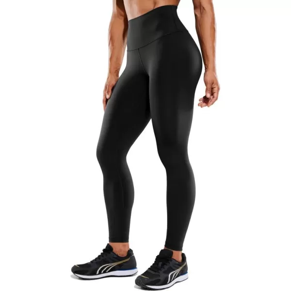 CRZ YOGA Womens Hugged Feeling Compression Leggings 28 Inches  High Waist Thick Tummy Control Workout LeggingsBlack