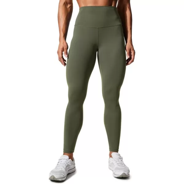 CRZ YOGA Womens Hugged Feeling Compression Leggings 28 Inches  High Waist Thick Tummy Control Workout LeggingsOlive Green