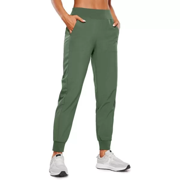 CRZ YOGA Womens Joggers Pants with Pockets Lightweight Workout Travel Casual Golf Hiking Pants for Women Quick DryDark Forest