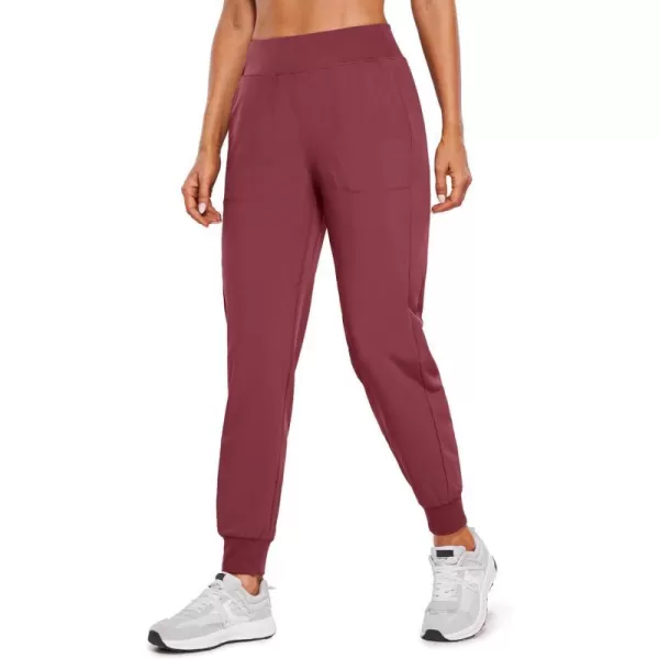 CRZ YOGA Womens Joggers Pants with Pockets Lightweight Workout Travel Casual Golf Hiking Pants for Women Quick DryDark Red