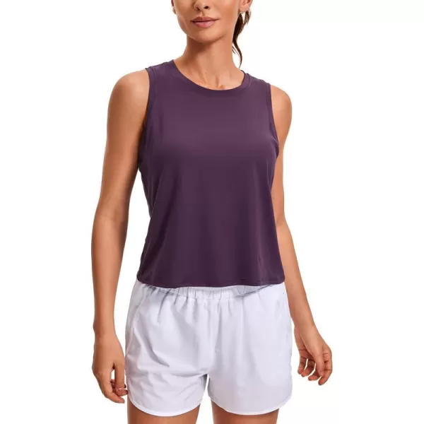 CRZ YOGA Womens Lightweight Racerback Tank Top High Neck Cropped Tank Tops Sleeveless Workout Running ShirtsDeep Crocus Violet3