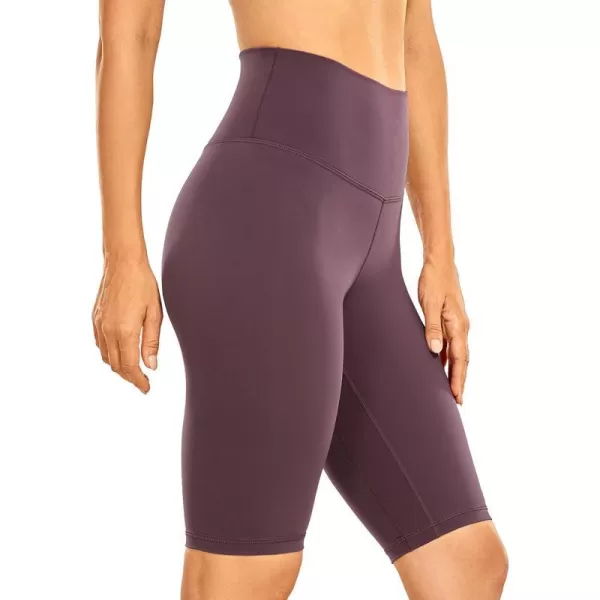 CRZ YOGA Womens Naked Feeling Biker Shorts  3  4  6  8  10 High Waisted Yoga Workout Running Spandex Shorts10 inches Arctic Plum