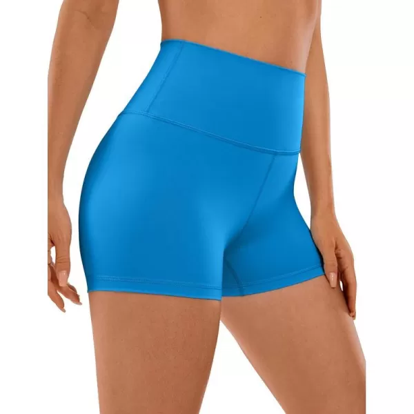 CRZ YOGA Womens Naked Feeling Biker Shorts  3  4  6  8  10 High Waisted Yoga Workout Running Spandex Shorts3 inches Madagascar Blue