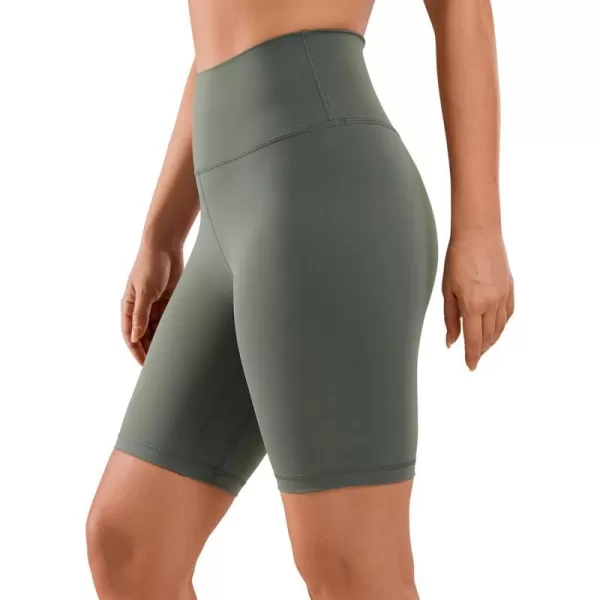 CRZ YOGA Womens Naked Feeling Biker Shorts  3  4  6  8  10 High Waisted Yoga Workout Running Spandex Shorts8 inches Grey Sage