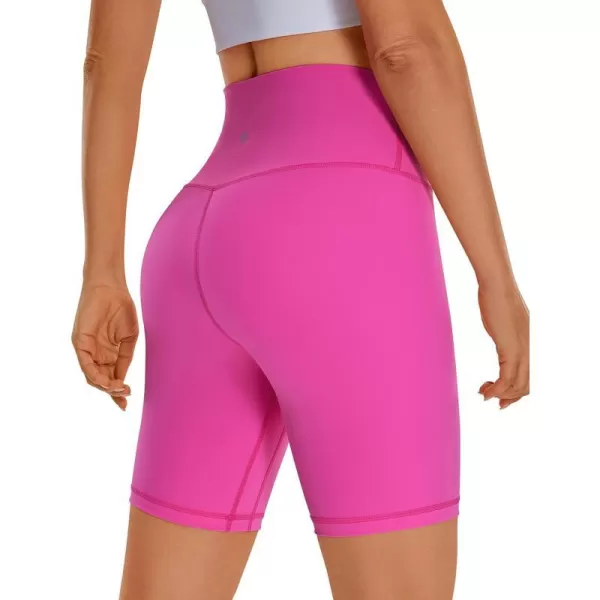 CRZ YOGA Womens Naked Feeling Biker Shorts  3  4  6  8  10 High Waisted Yoga Workout Running Spandex Shorts8 inches Neon Light Purple