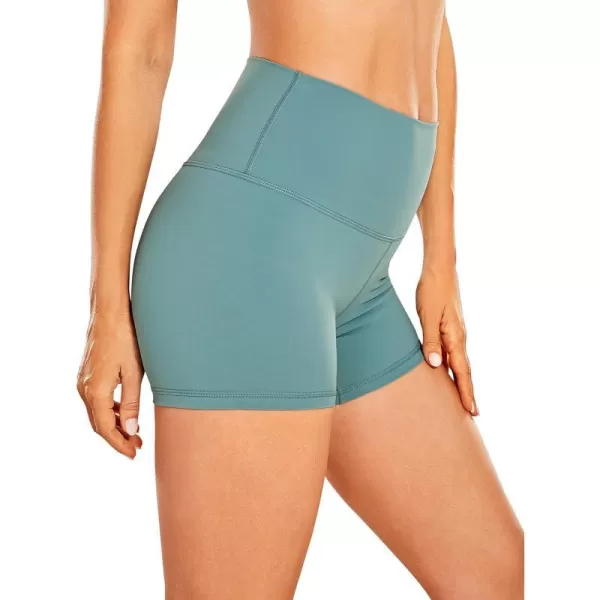 CRZ YOGA Womens Naked Feeling Biker Shorts 3 4 6 8 10  High Waisted Yoga Workout Gym Running Shorts Spandex4 inches Grey Feather Green