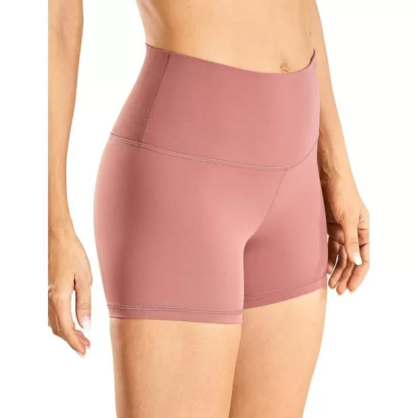 CRZ YOGA Womens Naked Feeling Biker Shorts 3 4 6 8 10  High Waisted Yoga Workout Gym Running Shorts Spandex4 inches Light Reddish Brown