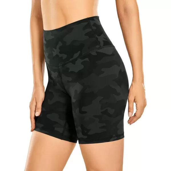 CRZ YOGA Womens Naked Feeling Biker Shorts 3 4 6 8 10  High Waisted Yoga Workout Gym Running Shorts Spandex6 inches Olive Camouflage