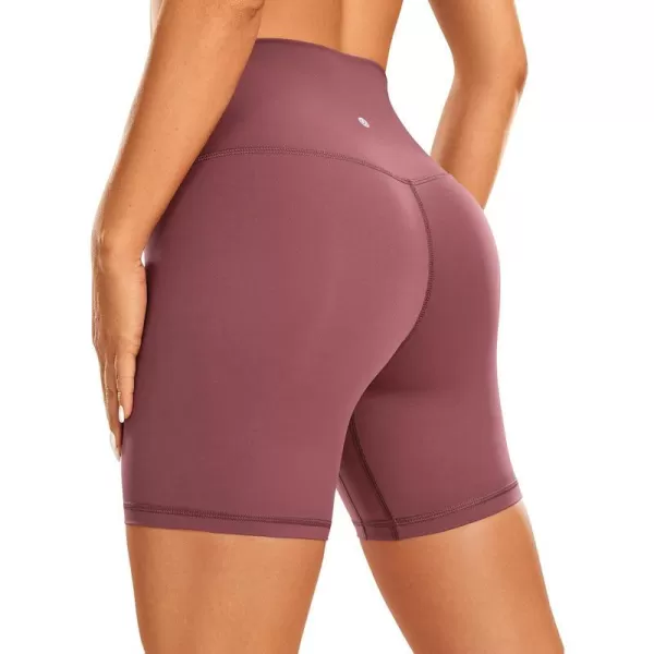 CRZ YOGA Womens Naked Feeling Biker Shorts 3 4 6 8 10  High Waisted Yoga Workout Gym Running Shorts Spandex6 inches Sepia