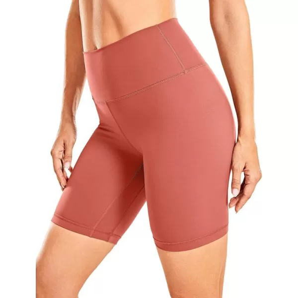 CRZ YOGA Womens Naked Feeling Biker Shorts 3 4 6 8 10  High Waisted Yoga Workout Gym Running Shorts Spandex8 inches Burnt Sugar