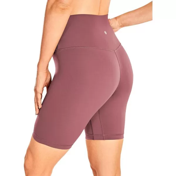 CRZ YOGA Womens Naked Feeling Biker Shorts 3 4 6 8 10  High Waisted Yoga Workout Gym Running Shorts Spandex8 inches Sepia