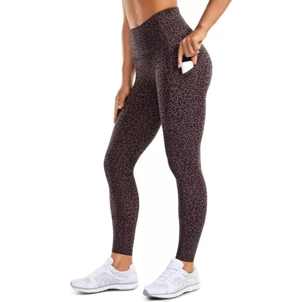 CRZ YOGA Womens Naked Feeling Light Running Leggings 28 Inches  High Waisted Compression Workout Pants with PocketsLeopardprint 4