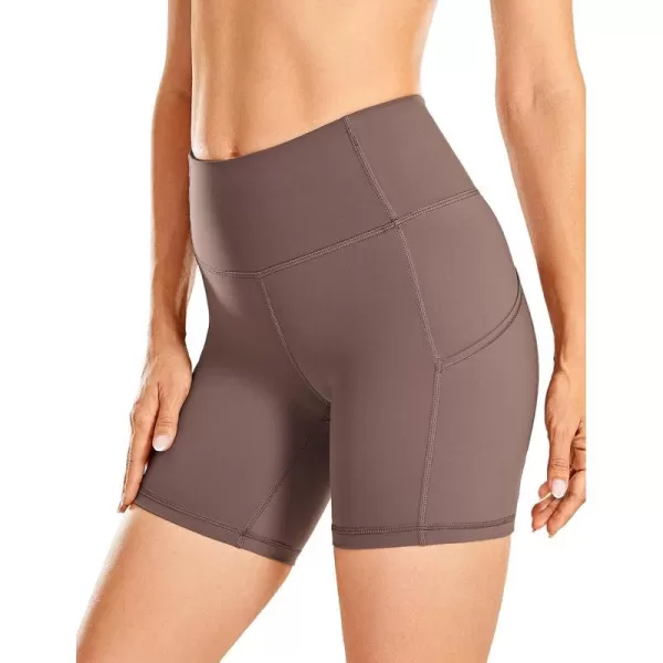 CRZ YOGA Womens Naked Feeling Light Running Shorts 6 Inches  High Waisted Gym Biker Compression Shorts with Pockets6 inches Limonite