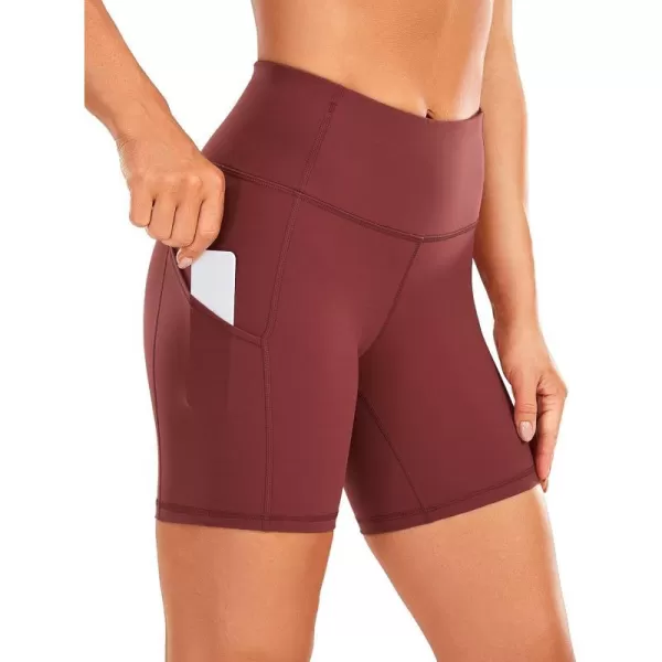 CRZ YOGA Womens Naked Feeling Light Running Shorts 6 Inches  High Waisted Gym Biker Compression Shorts with Pockets6 inches Savannah