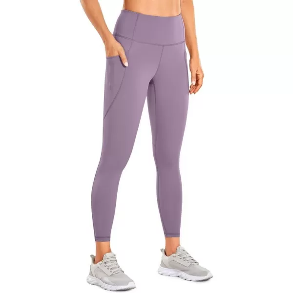 CRZ YOGA Womens Naked Feeling Workout Capris Leggings 21 Inches  High Waisted Gym Tummy Control Yoga Pants with PocketsMatt Purple