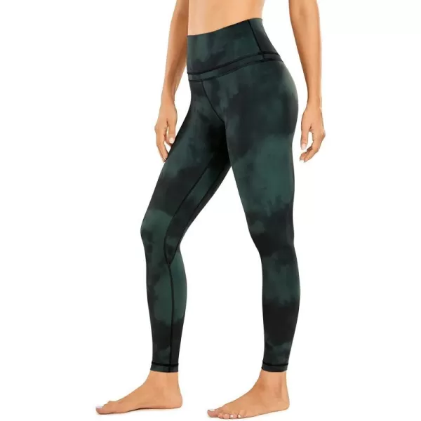 CRZ YOGA Womens Naked Feeling Workout Leggings 25 Inches  78 High Waist Yoga Tight PantsEmerald Green Tiedye Flowers