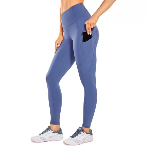 CRZ YOGA Womens Naked Feeling Workout Leggings 25 Inches  High Waisted Yoga Pants with Side Pockets Athletic Running Tights25 inches Curtain Violet Ash