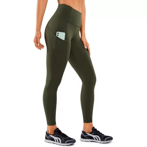 CRZ YOGA Womens Naked Feeling Workout Leggings 25 Inches  High Waisted Yoga Pants with Side Pockets Athletic Running Tights25 inches Olive Green