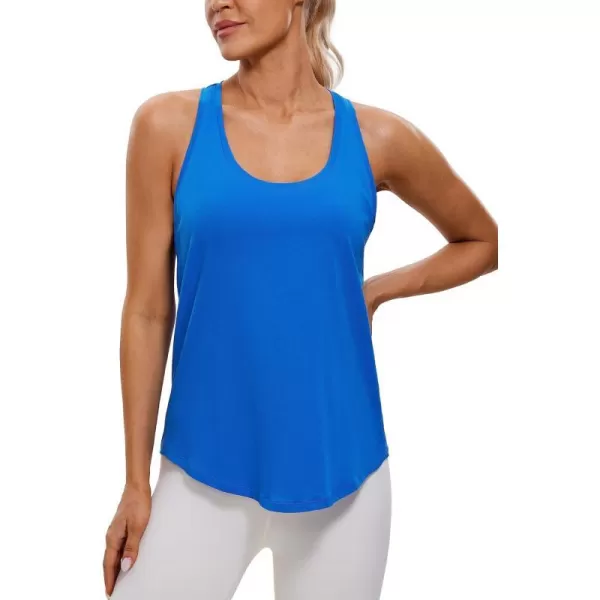 CRZ YOGA Womens Pima Cotton Racerback Workout Tank Tops Lightweight Loose Sleeveless Tops Athletic Gym ShirtsStrong Blue