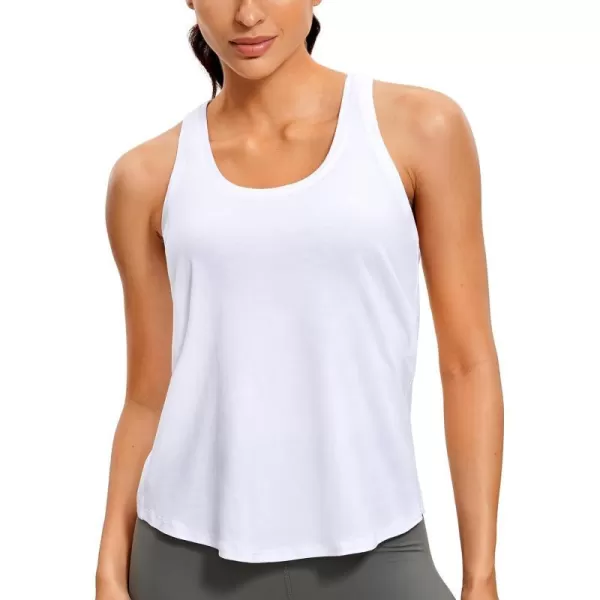 CRZ YOGA Womens Pima Cotton Racerback Workout Tank Tops Lightweight Loose Sleeveless Tops Athletic Gym ShirtsWhite