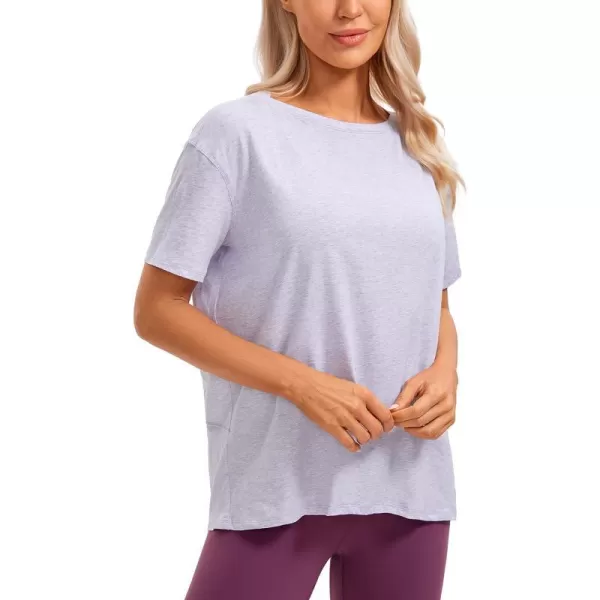 CRZ YOGA Womens Pima Cotton Short Sleeve Shirts Loose Fit Gym Workout TShirt Athletic Casual TopsViolet Ash