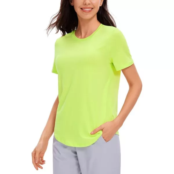 CRZ YOGA Womens Pima Cotton Short Sleeve Workout Shirt Yoga TShirt Athletic Tee TopBright Verdancy