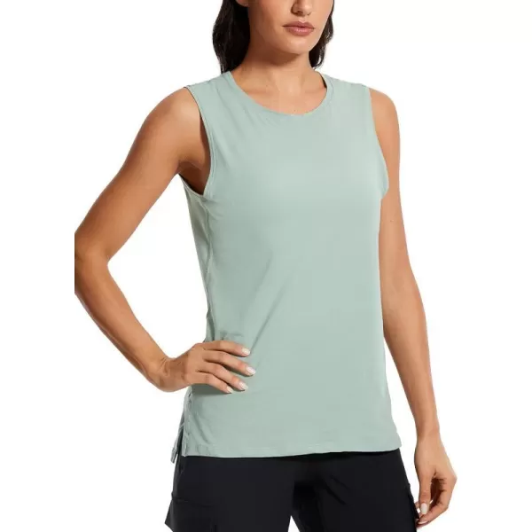 CRZ YOGA Womens Pima Cotton Workout Tank Tops Loose Fit Yoga Sleeveless Shirts Muscle TankJade Grey