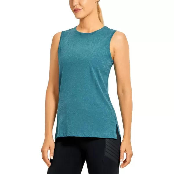 CRZ YOGA Womens Pima Cotton Workout Tank Tops Loose Fit Yoga Sleeveless Shirts Muscle TankKingfisher Heather