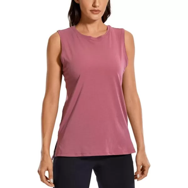 CRZ YOGA Womens Pima Cotton Workout Tank Tops Loose Fit Yoga Sleeveless Shirts Muscle TankMisty Merlot