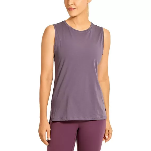 CRZ YOGA Womens Pima Cotton Workout Tank Tops Loose Fit Yoga Sleeveless Shirts Muscle TankPurple Gray