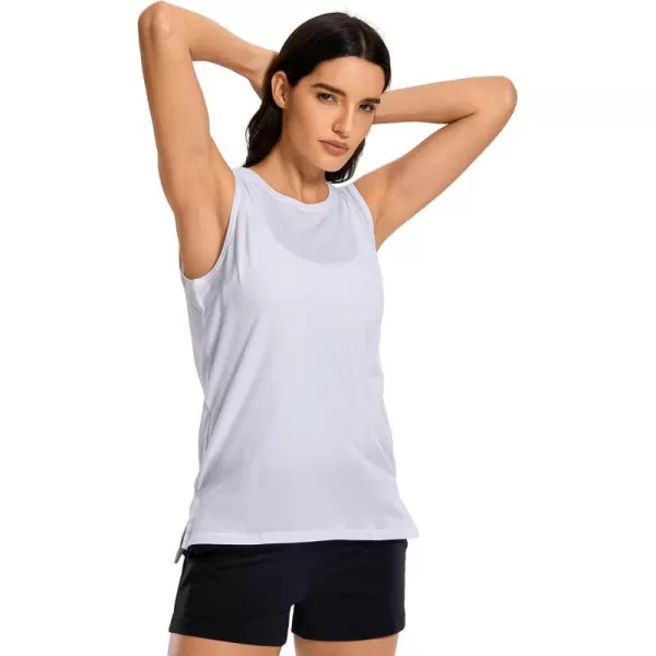 CRZ YOGA Womens Pima Cotton Workout Tank Tops Loose Fit Yoga Sleeveless Shirts Muscle TankWhite