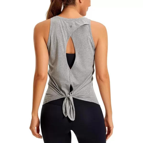 CRZ YOGA Womens Pima Cotton Workout Tank Tops Tie Back Sleeveless Shirts Yoga Athletic Open Back Sport Gym TopsHeathered Medium Grey