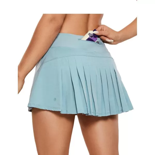 CRZ YOGA Womens Pleated Tennis Skirts with Pockets High Waisted Athletic Golf Skorts Skirts for Women Soft Breathable CuteMidWaist Light Grayish Blue