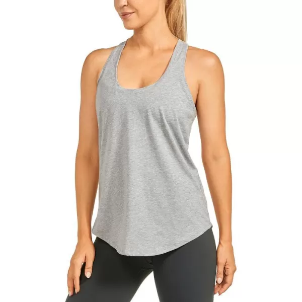 CRZ YOGA Womens Racerback Workout Tank Tops Loose Fit  Soft Pima Cotton Athletic Yoga Shirts LightweightHeathered Medium Grey