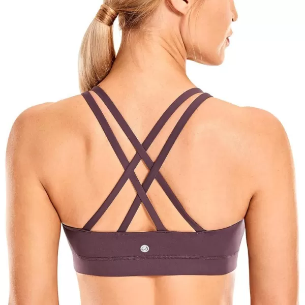 CRZ YOGA Womens Strappy Sports Bras Fitness Workout Padded Yoga Bra Criss Cross BackArctic Plum