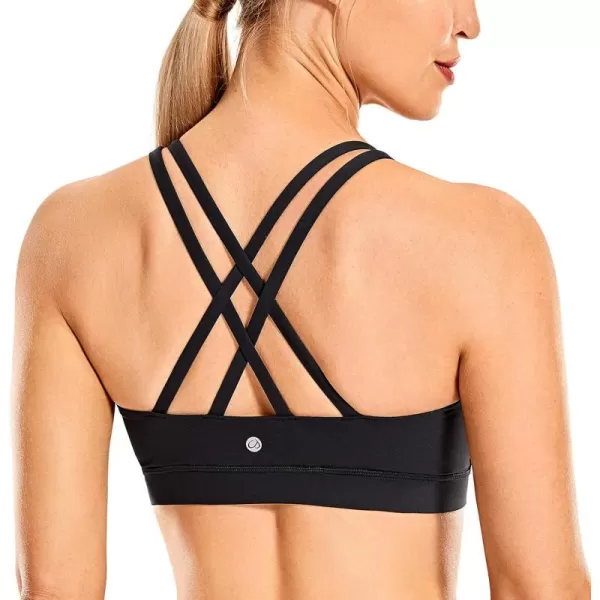 CRZ YOGA Womens Strappy Sports Bras Fitness Workout Padded Yoga Bra Criss Cross BackBlack