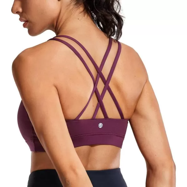 CRZ YOGA Womens Strappy Sports Bras Fitness Workout Padded Yoga Bra Criss Cross BackDark Violet