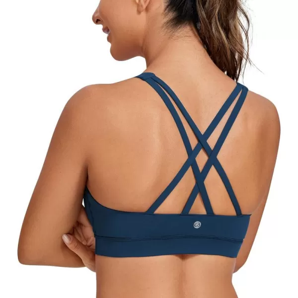 CRZ YOGA Womens Strappy Sports Bras Fitness Workout Padded Yoga Bra Criss Cross BackFrench Navy