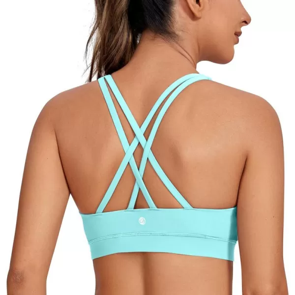 CRZ YOGA Womens Strappy Sports Bras Fitness Workout Padded Yoga Bra Criss Cross BackHydra Blue