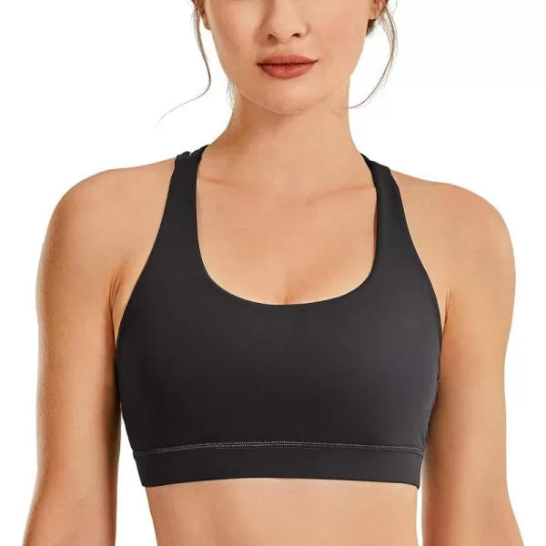 CRZ YOGA Womens Strappy Sports Bras Fitness Workout Padded Yoga Bra Criss Cross BackInk Gray