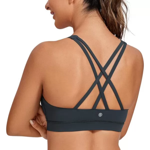 CRZ YOGA Womens Strappy Sports Bras Fitness Workout Padded Yoga Bra Criss Cross BackMelanite