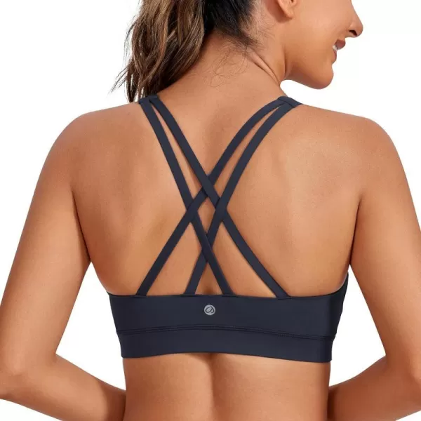 CRZ YOGA Womens Strappy Sports Bras Fitness Workout Padded Yoga Bra Criss Cross BackNavy