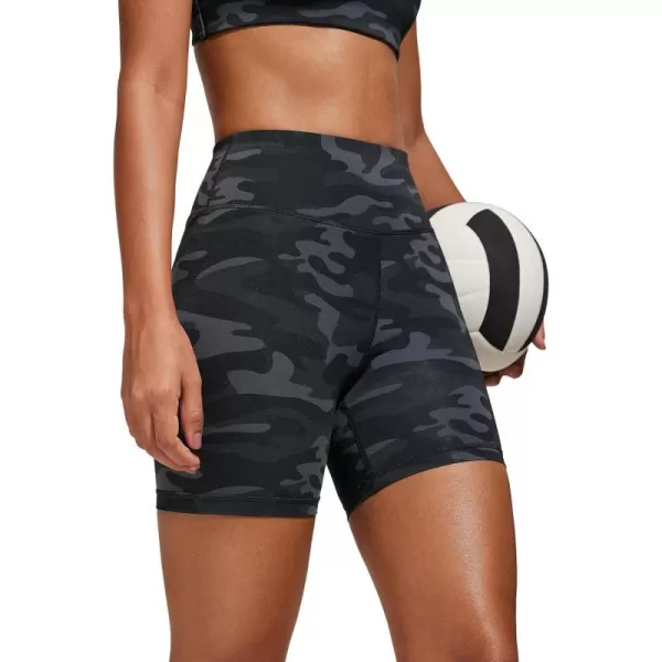 CRZ YOGA Womens Swim Shorts 5  High Waisted Board Shorts Athletic Bathing Suit Bottoms Boy Shorts with LinerJungle Camouflage Gray