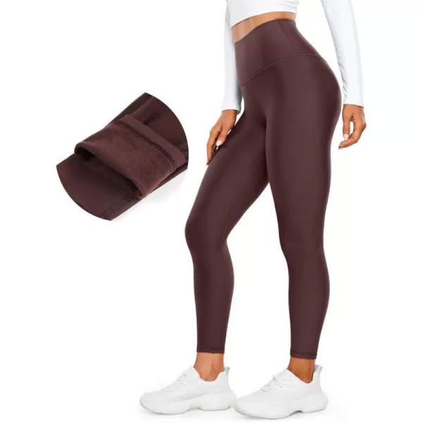 CRZ YOGA Womens Thermal Fleece Lined Leggings 25  Winter Warm Thick Soft High Waisted Workout Hiking Pants Yoga Tights25 inches Taupe