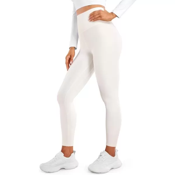 CRZ YOGA Womens Thermal Fleece Lined Leggings 25  Winter Warm Thick Soft High Waisted Workout Hiking Pants Yoga Tights25 inches White Apricot