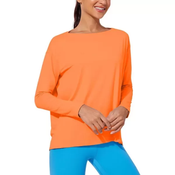 CRZ YOGA Womens UPF 50 Lightweight Long Sleeve Workout Shirts Sun Protection Loose Quick Dry Hiking Tops Outdoor FishingSweet Orange