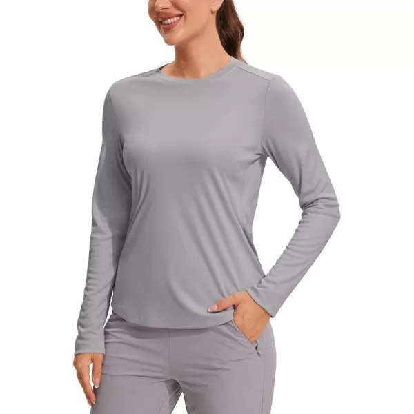 CRZ YOGA Womens UPF 50 Sun Shirts Long Sleeve UV Protection Workout Tops Lightweight Quick Dry Outdoor Hiking Running ShirtsGull Gray