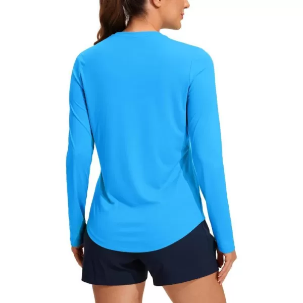 CRZ YOGA Womens UPF 50 Sun Shirts Long Sleeve UV Protection Workout Tops Lightweight Quick Dry Outdoor Hiking Running ShirtsMadagascar Blue