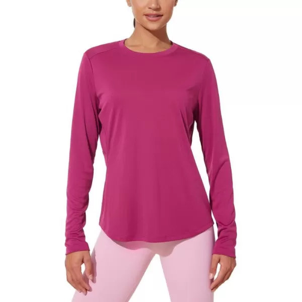 CRZ YOGA Womens UPF 50 Sun Shirts Long Sleeve UV Protection Workout Tops Lightweight Quick Dry Outdoor Hiking Running ShirtsMagenta Purple