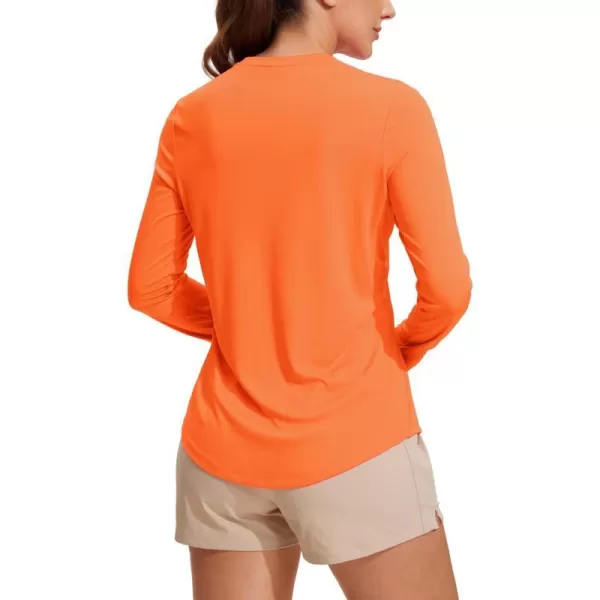 CRZ YOGA Womens UPF 50 Sun Shirts Long Sleeve UV Protection Workout Tops Lightweight Quick Dry Outdoor Hiking Running ShirtsNeon Orange